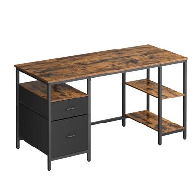 Bureau met planken en lades, Vintage Bruin + Zwart / 140B cm