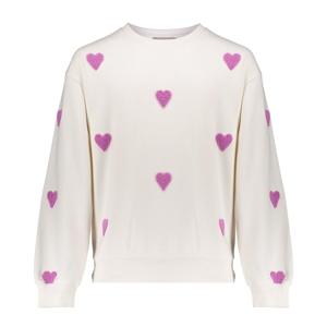 Geisha zomer sweater meisjes - hartjes terry - licht zand / lavendel