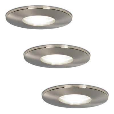 Set van 3 Vegas - LED Inbouwspots - 5 Watt 400 lumen - 6000K Daglicht wit - GU10 - Dimbaar - Rond - IP44 voor badkamer, buiten en binnen - RVS