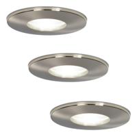 Set van 3 Vegas - LED Inbouwspots - 5 Watt 400 lumen - 6000K Daglicht wit - GU10 - Dimbaar - Rond - IP44 voor badkamer, buiten en binnen - RVS