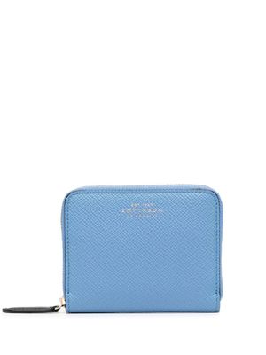 Smythson portefeuille zippé en cuir - Bleu