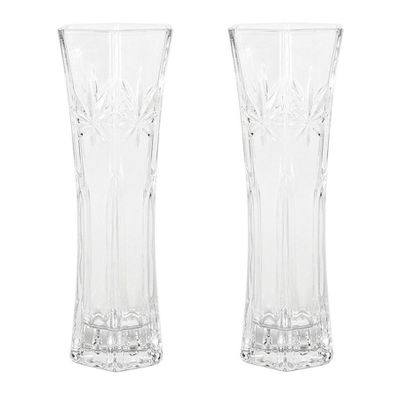 Set van 2x stuks bloemenvazen van ornament glas 29 x 11 cm