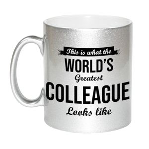 Zilveren Worlds Greatest Colleague cadeau koffiemok / theebeker 330 ml   -