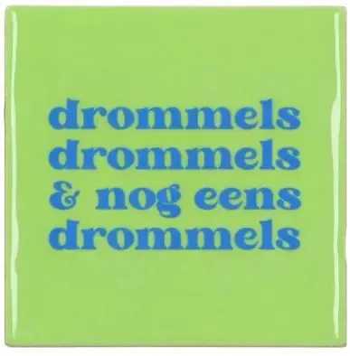 Daan Kromhout Design tegeltje keramiek drommels 10x10cm green