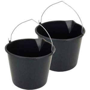 3x Stuks stevige zwarte huishoud emmer 20 liter met tuit