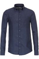 Casa Moda Casual Casual Fit Linnen Overhemd donkerblauw, Effen