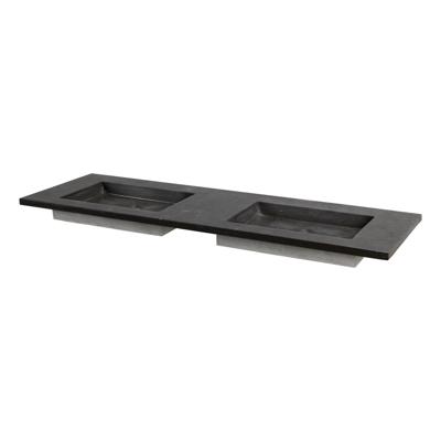 Wastafel Forzalaqua Helsinki Hardsteen Gezoet Met 2 Kraangaten 140,5x51,5x9,5 cm Forzalaqua