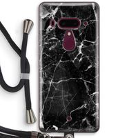 Zwart Marmer 2: HTC U12+ Transparant Hoesje met koord