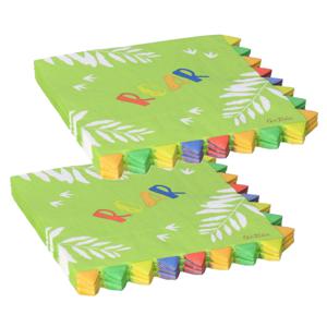 Feestservetten - 32x - dinosaurus - themafeest - kinderfeest - groen - 3 laags - 33 x 33 cm   -