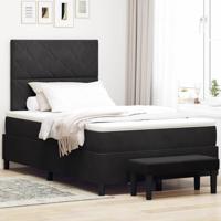 Boxspringbed met Matras & Bank Zwart 120x200 cm Fluweel