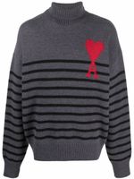 AMI Paris pull Ami De Coeur à rayures - Gris