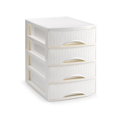 Ladekastje bureau organizer SORTED - 4 lades - wit - L26 x B35 x H36 cm - kunststof