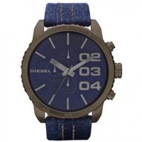 Diesel horlogeband DZ4284 Leder/Textiel Blauw 26mm + beige stiksel - thumbnail