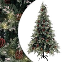 vidaXL Kerstboom met LED en dennenappels 195 cm PVC en PE groen en wit - thumbnail