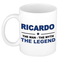 Ricardo cadeau mok - man myth legend - naam koffiemok / beker - wit en blauw - 300 ml