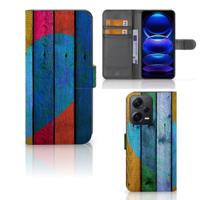 Xiaomi Poco X5 Pro | Note 12 Pro 5G | Book Style Case | Wood Heart - Cadeau voor je Vriend Xiaomi Poco X5 Pro | Note 12 Pro 5G | Book Style Case | Wood Heart - Cadeau voor je Vriend