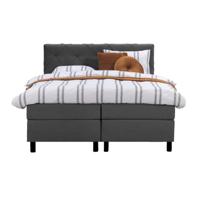 Leen Bakker - Boxspring Liv Geruit - Antraciet - 180x200 Cm - Ronde Poot - Stof - Grijs