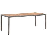 vidaXL Tuintafel 190x90x75 cm poly rattan en massief acaciahout grijs - thumbnail