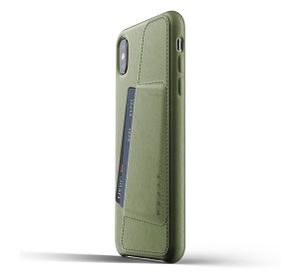 Mujjo Leather Wallet Case iPhone XS Max groen