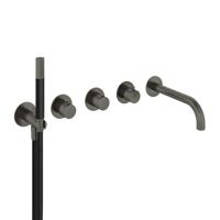 Hotbath Cobber afbouwdeel inbouw bad thermostaat met 2 stopkranen met uitloop verouderd ijzer CB7072EXTAI