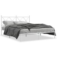 Bedframe met hoofdbord metaal wit 150x200 cm