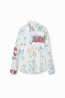 Voile shirt met bloemen - WHITE - XXL