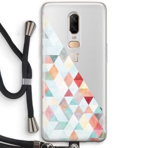 Gekleurde driehoekjes pastel: OnePlus 6 Transparant Hoesje met koord