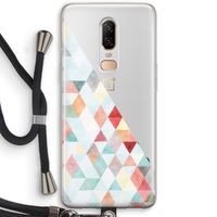Gekleurde driehoekjes pastel: OnePlus 6 Transparant Hoesje met koord