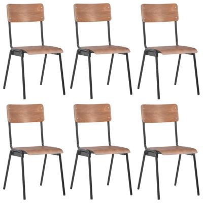 Eetkamerstoelen 6 st multiplex bruin