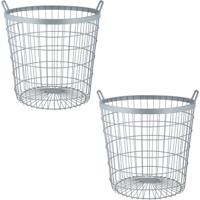 Draadmand/haardhout opbergmand - 2x - zilver - 43 x 45 cm - Metaal - 60 liter - decoratiemand/opberg