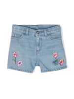 Versace Kids short en jean à fleurs brodées - Bleu - thumbnail