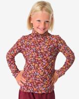 HEMA Kinder T-shirt rib bloemen bordeauxrood (bordeauxrood)