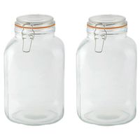 Esschert Design Weckpotten/inmaakpotten - 2x - 3L - glas - beugelsluiting - D15 x H24 cm - Weckpotten