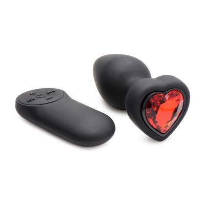 XR Brands Siliconen Vibrerende Rode Hart - Butt Plug met Afstandsbediening - Klein
