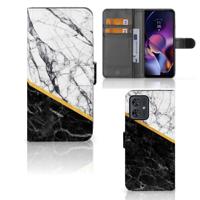 Motorola Moto G54 | Bookcase | Marmer Wit Zwart - Origineel Cadeau Man