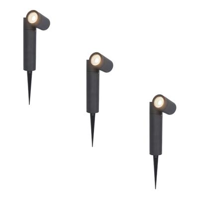 Set van 3 Pinero LED prikspots - GU10 5 Watt 400 lumen - Dimbaar - Kantelbaar - 4000K neutraal wit - IP65 waterdicht - Zwart - Tuinspot