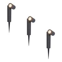 Set van 3 Pinero LED prikspots - GU10 5 Watt 400 lumen - Dimbaar - Kantelbaar - 4000K neutraal wit - IP65 waterdicht - Zwart - Tuinspot