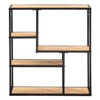 Leen Bakker - Wandkast Jaxx - Zwart/naturel - 70x65x20 Cm - Metaal/MDF - Zwart#Bruin