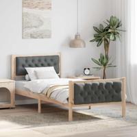 Bedframe met hoofdeinde Donkergrijs 90 x 200 cm Stof