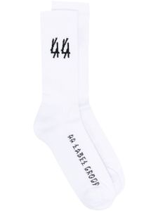 44 LABEL GROUP chaussettes nervurées à logo intarsia - Blanc