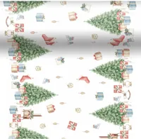 Duni dunicel 3-in-1 tafelloper tree and gift 40x480cm wit, groen