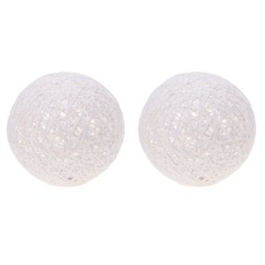 Set van 2x stuks verlichte decoratie bollen wit glitter 20 cm met 20 warm witte lampjes