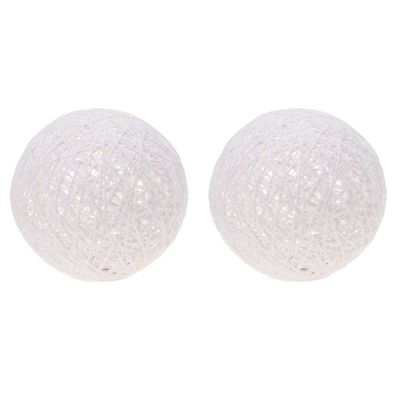 Set van 2x stuks verlichte decoratie bollen wit glitter 20 cm met 20 warm witte lampjes