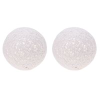 Set van 2x stuks verlichte decoratie bollen wit glitter 20 cm met 20 warm witte lampjes - thumbnail