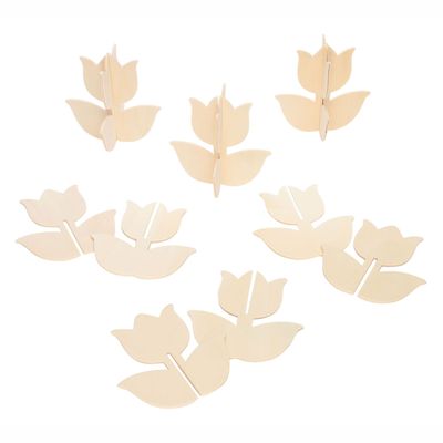 Colorations maak en versier je eigen houten tulp, set van 12