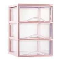 Ladeblokje/bureau organizer met 3x lades - transparant/roze - L26 x B36 x H37 cm - plastic