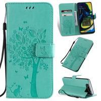 Boom & kat patroon gedrukt afdrukken horizontale Flip PU lederen draagtas met houder & kaartsleuven & portemonnee & Lanyard voor Galaxy A80 (groen)