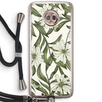 Wit bloemenpatroon: Motorola Moto G6 Transparant Hoesje met koord