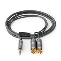 Nedis CATB22200GY10 audio kabel 1 m 3.5mm 2 x RCA Grijs - thumbnail