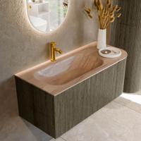 Badmeubel Mondiaz Kurve-Dlux | 105 cm | Meubelkleur Shadow | Wastafelkleur Saba | Solid surface | Wasbak linker zijde spoelbak | 1 kraangat